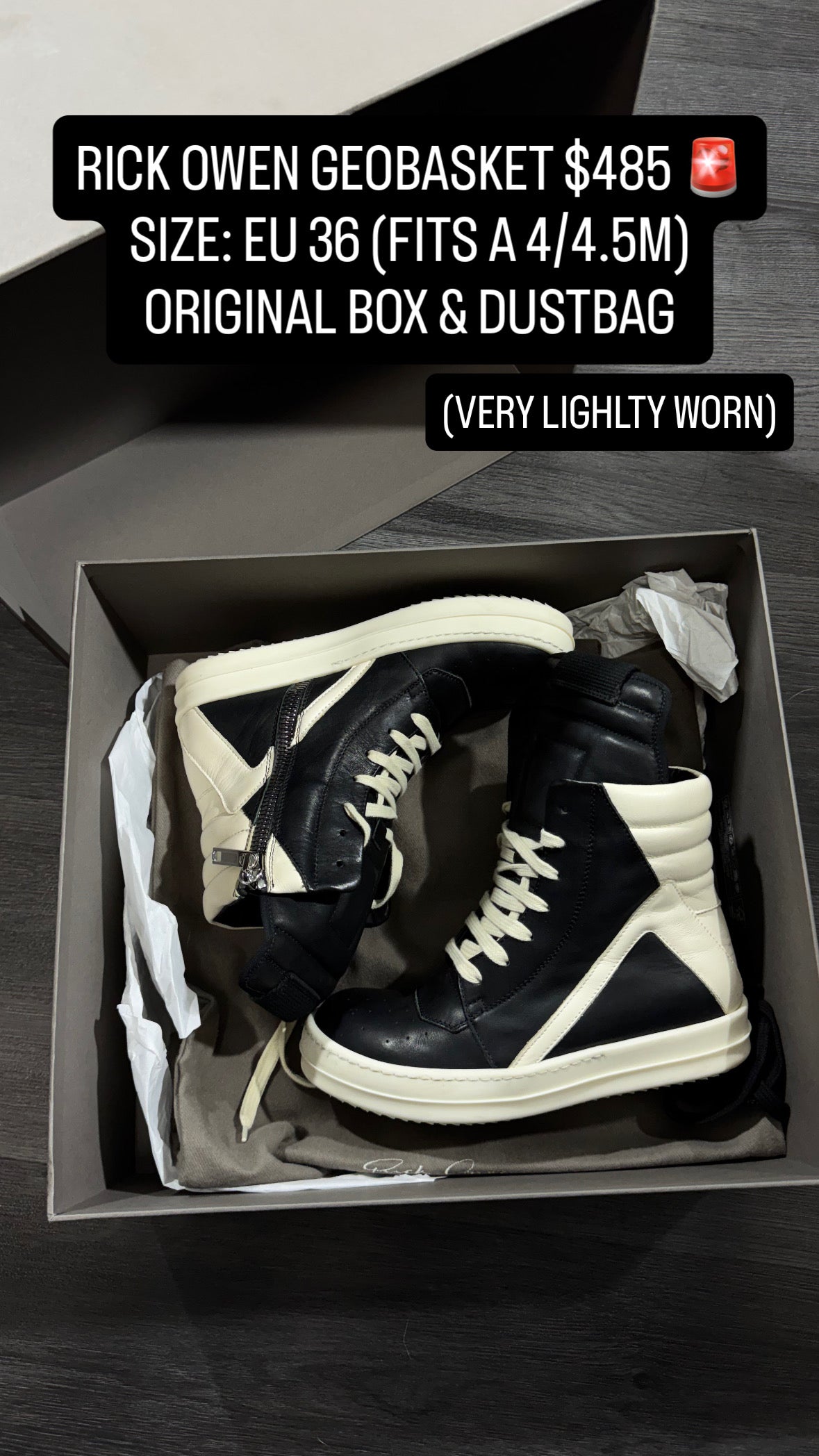 Rick Owens Lido Geobasket Black Milk (Pre-Owned)