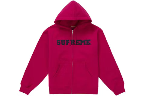 Supreme Collegiate Zip Up Hoodie Fuchsia